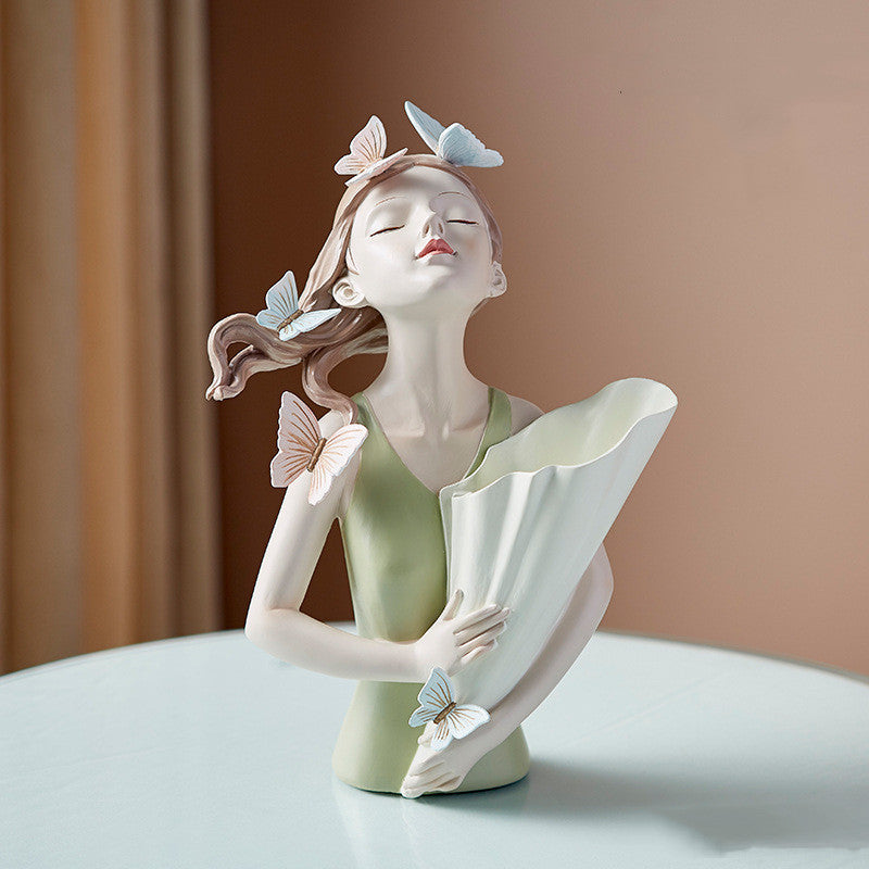 Home Decor Girl Figurine Resin Sculpture Abstract Art Room Decor Nordic Decoration Home Living Room Decoration Accessories Gifts - Up Trend Store-1