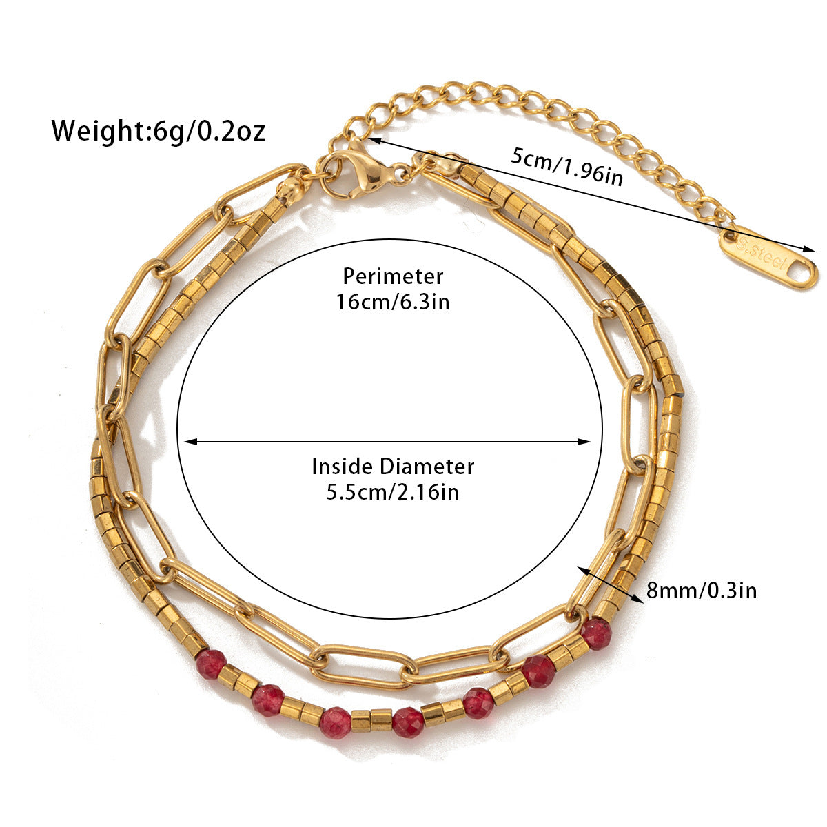 Bohemian Style Natural Stone Beaded Bracelet Double Layer - Up Trend Store-1