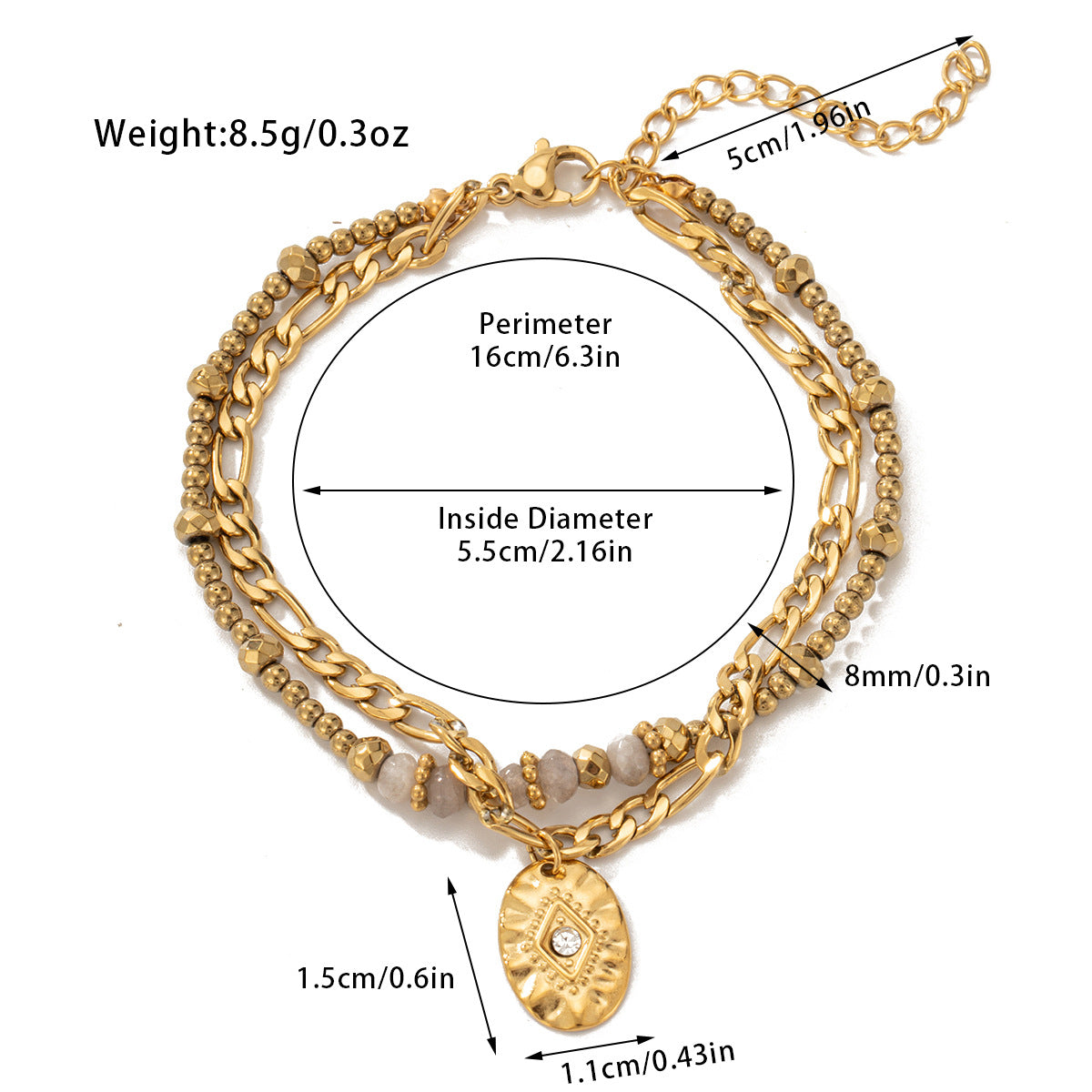 Bohemian Style Natural Stone Beaded Bracelet Double Layer - Up Trend Store-1