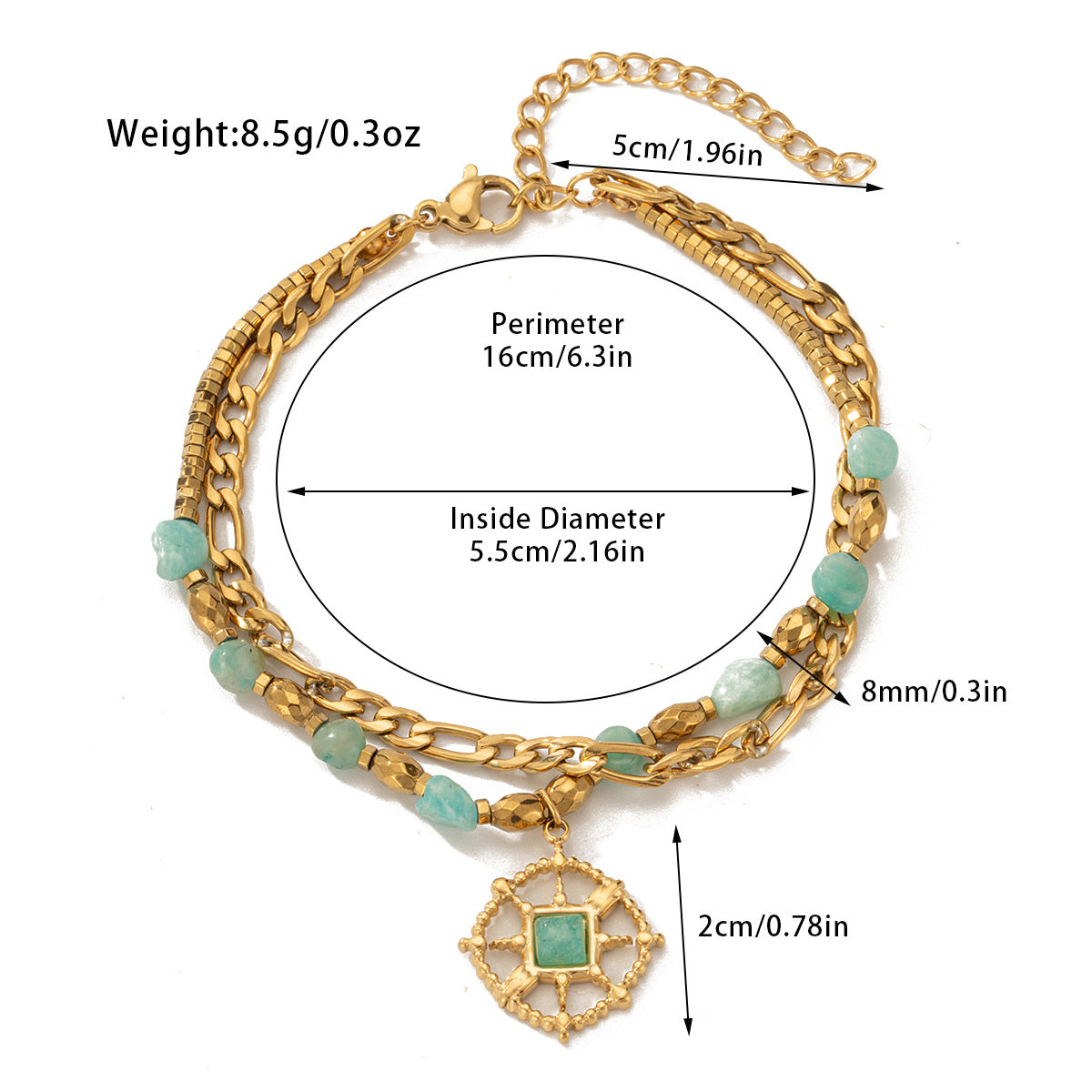 Bohemian Style Natural Stone Beaded Bracelet Double Layer - Up Trend Store-1