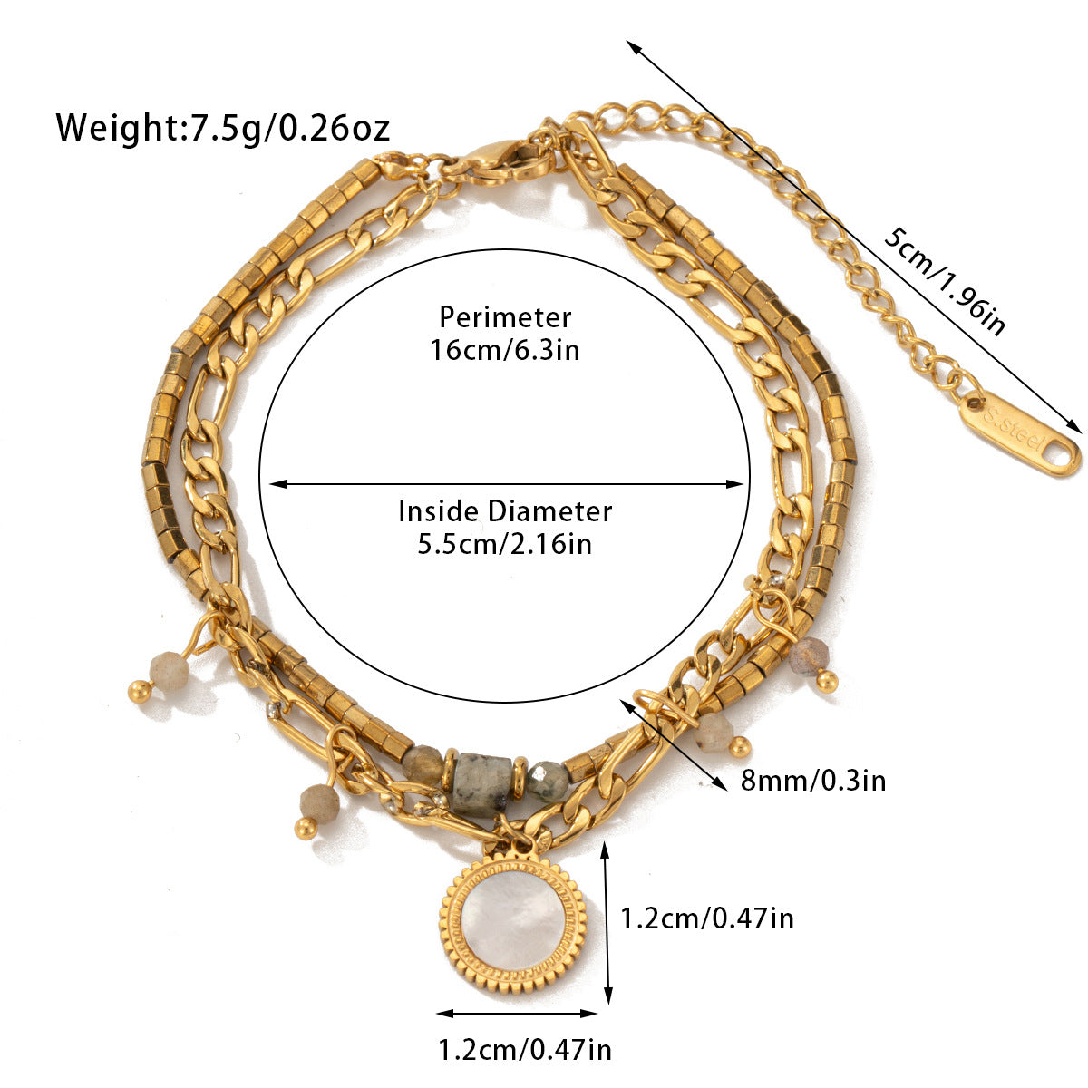 Bohemian Style Natural Stone Beaded Bracelet Double Layer - Up Trend Store-1