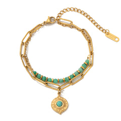 Bohemian Style Natural Stone Beaded Bracelet Double Layer - Up Trend Store-1