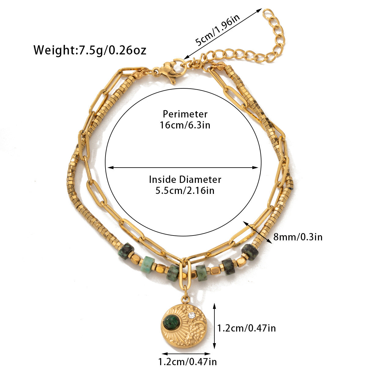 Bohemian Style Natural Stone Beaded Bracelet Double Layer - Up Trend Store-1