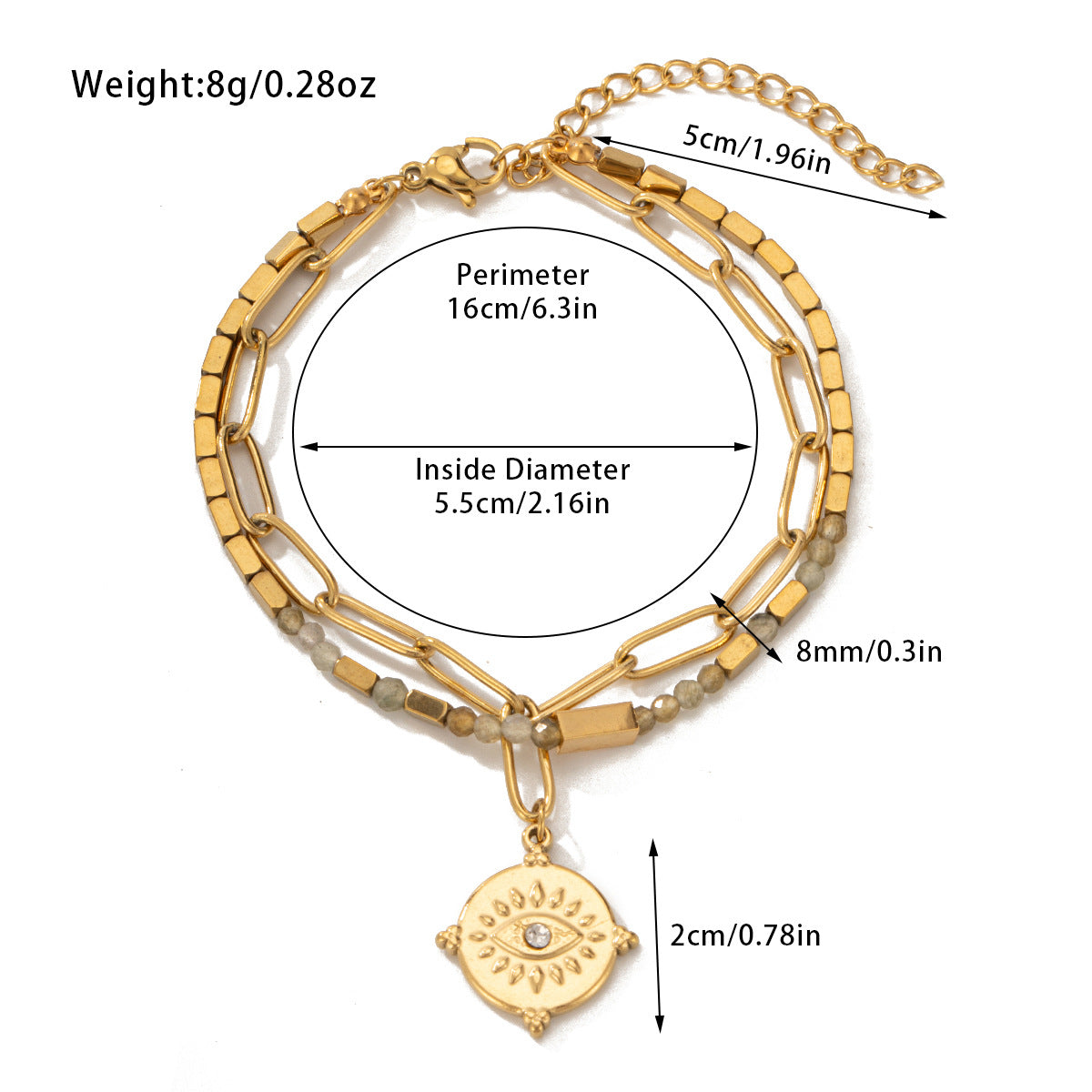 Bohemian Style Natural Stone Beaded Bracelet Double Layer - Up Trend Store-1