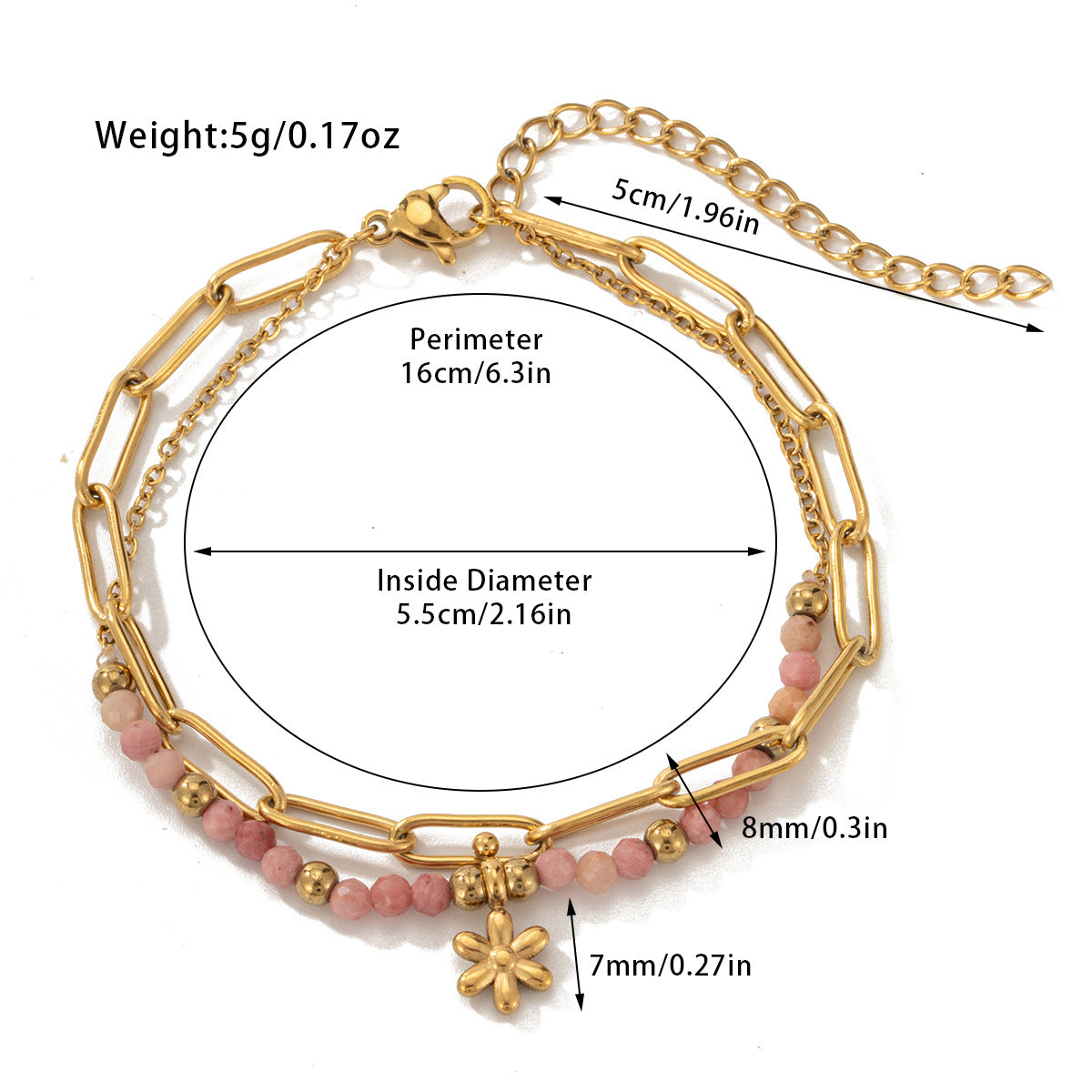 Bohemian Style Natural Stone Beaded Bracelet Double Layer - Up Trend Store-1
