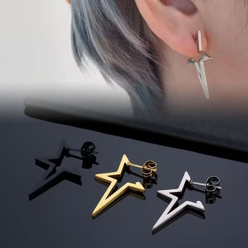 Fashion Pentagram Male Delicate Earrings - Up Trend Store-1