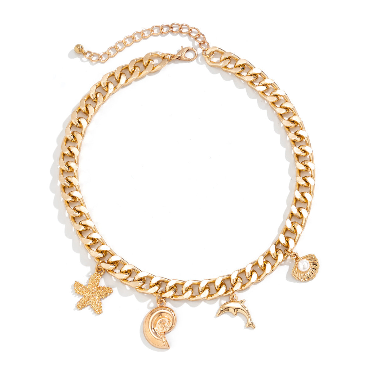 Creative Boho Conch Dolphin Starfish Pendant Choker Necklace Bracelets Women Trendy Vintage Tassel Chain Grunge Jewelry Fashion Jewelry - Up Trend Store-1
