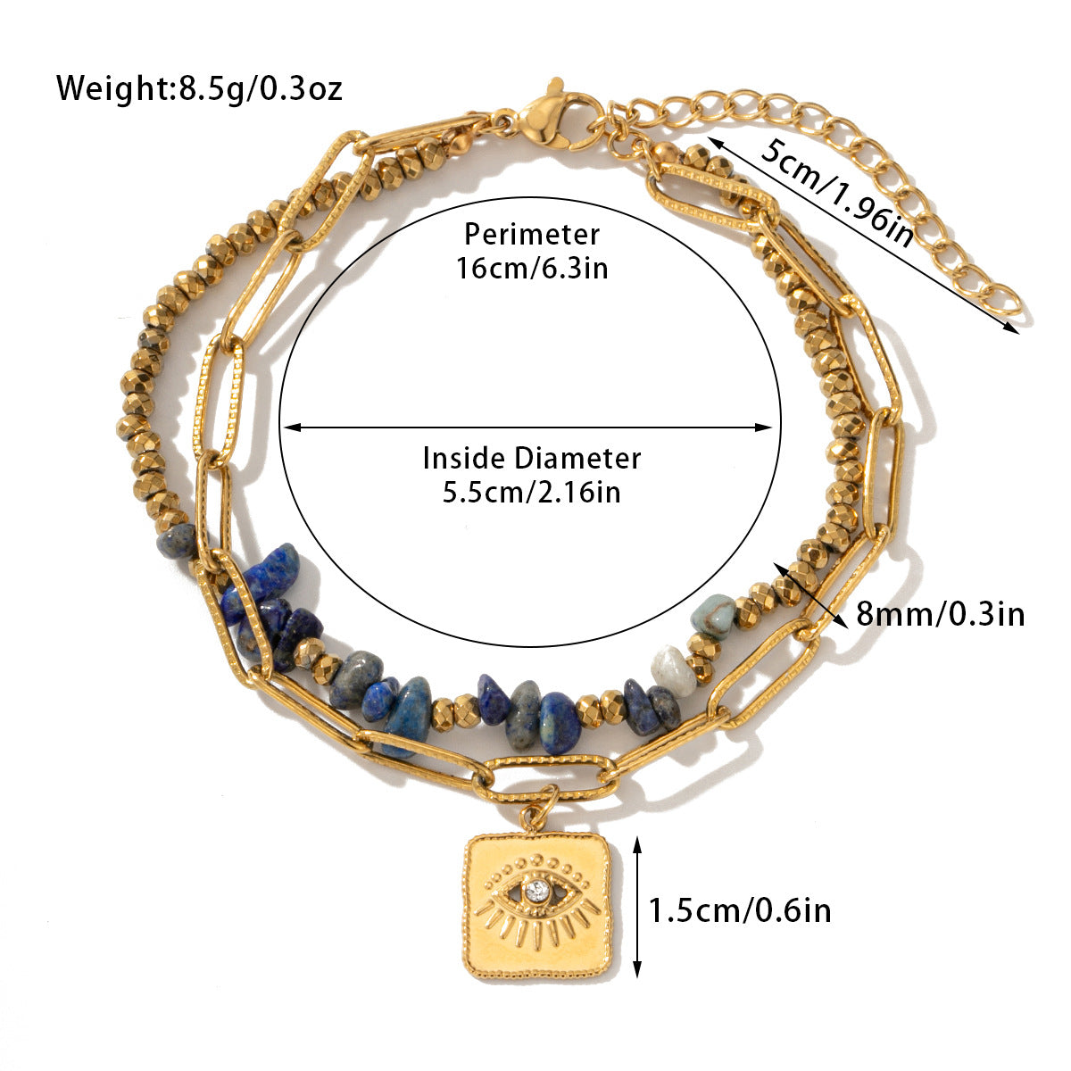 Bohemian Style Natural Stone Beaded Bracelet Double Layer - Up Trend Store-1