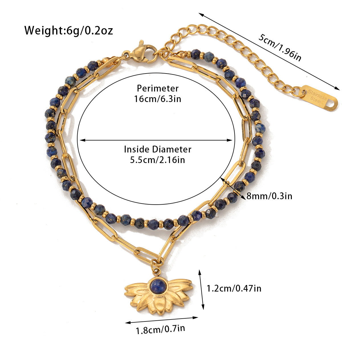 Bohemian Style Natural Stone Beaded Bracelet Double Layer - Up Trend Store-1