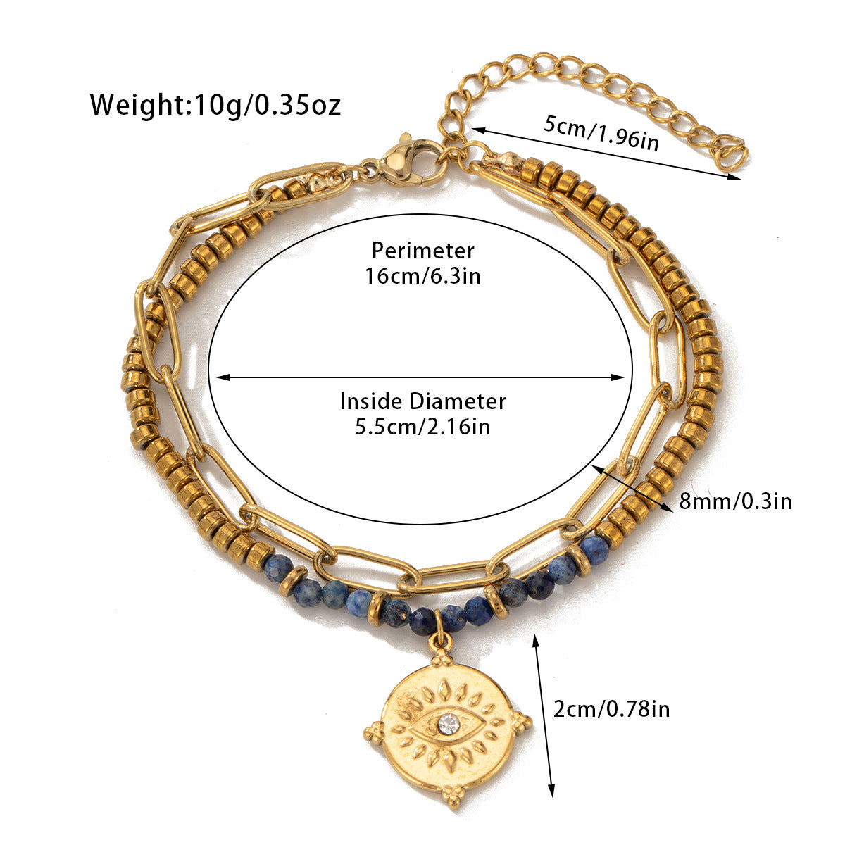 Bohemian Style Natural Stone Beaded Bracelet Double Layer - Up Trend Store-1