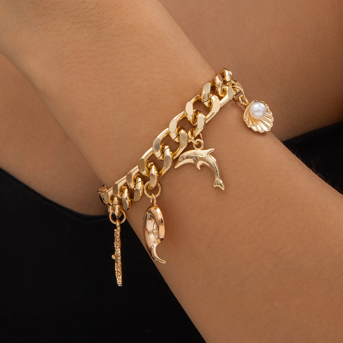 Creative Boho Conch Dolphin Starfish Pendant Choker Necklace Bracelets Women Trendy Vintage Tassel Chain Grunge Jewelry Fashion Jewelry - Up Trend Store-1