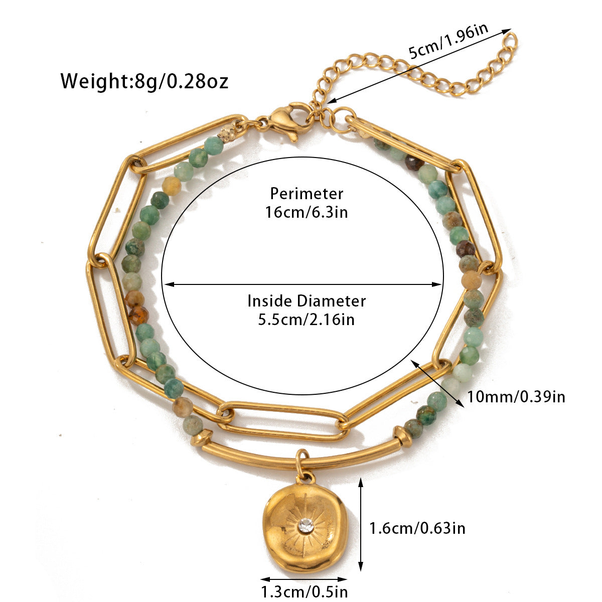 Bohemian Style Natural Stone Beaded Bracelet Double Layer - Up Trend Store-1