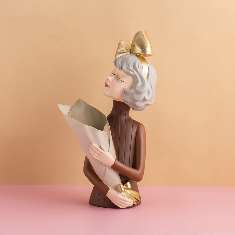 Home Decor Girl Figurine Resin Sculpture Abstract Art Room Decor Nordic Decoration Home Living Room Decoration Accessories Gifts - Up Trend Store-1