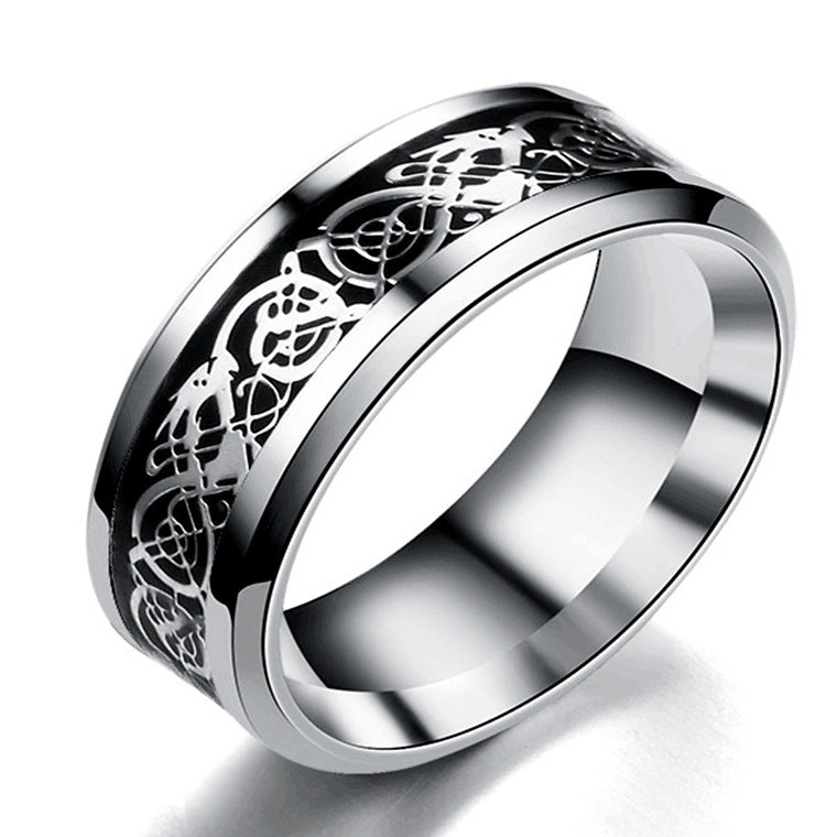 Dragon Pattern Rings Men Stainless Steel Ring Jewelry - Up Trend Store-1
