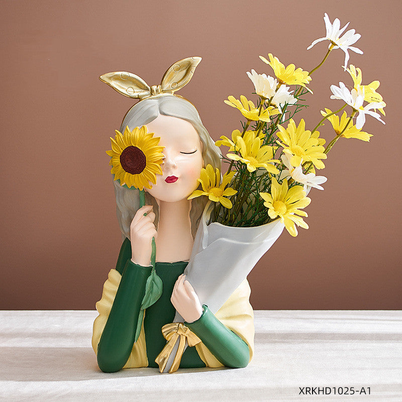 Home Decor Girl Figurine Resin Sculpture Abstract Art Room Decor Nordic Decoration Home Living Room Decoration Accessories Gifts - Up Trend Store-1