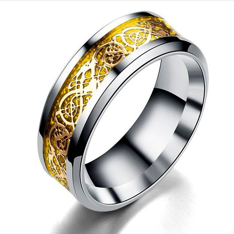 Dragon Pattern Rings Men Stainless Steel Ring Jewelry - Up Trend Store-1