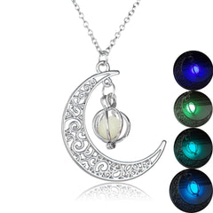 Fashion Moon Natural Glowing Stone Healing Necklace Women Gift Charm Luminous Pendant Necklace Jewelry - Up Trend Store-1
