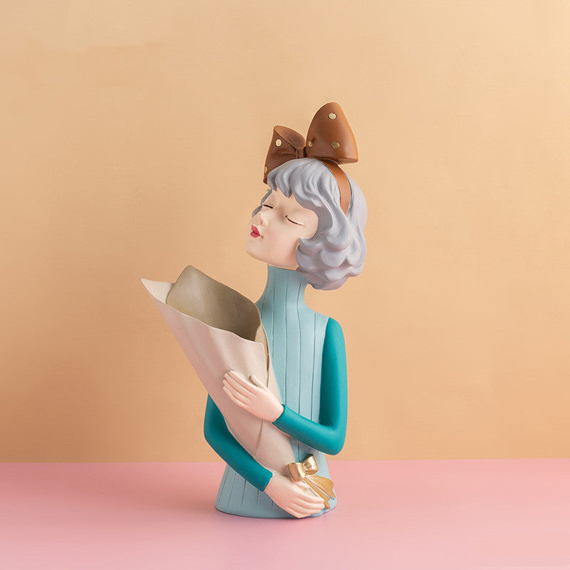 Home Decor Girl Figurine Resin Sculpture Abstract Art Room Decor Nordic Decoration Home Living Room Decoration Accessories Gifts - Up Trend Store-1