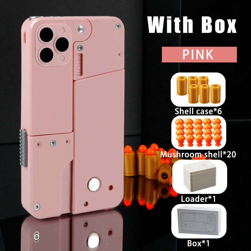Folding Pistol Bullet Automatic Shell Throwing Toy Creative Soft Bullet Toy Mobile Phone Appearance Gun Outdoor Interactive Kid Gift - Up Trend Store-1