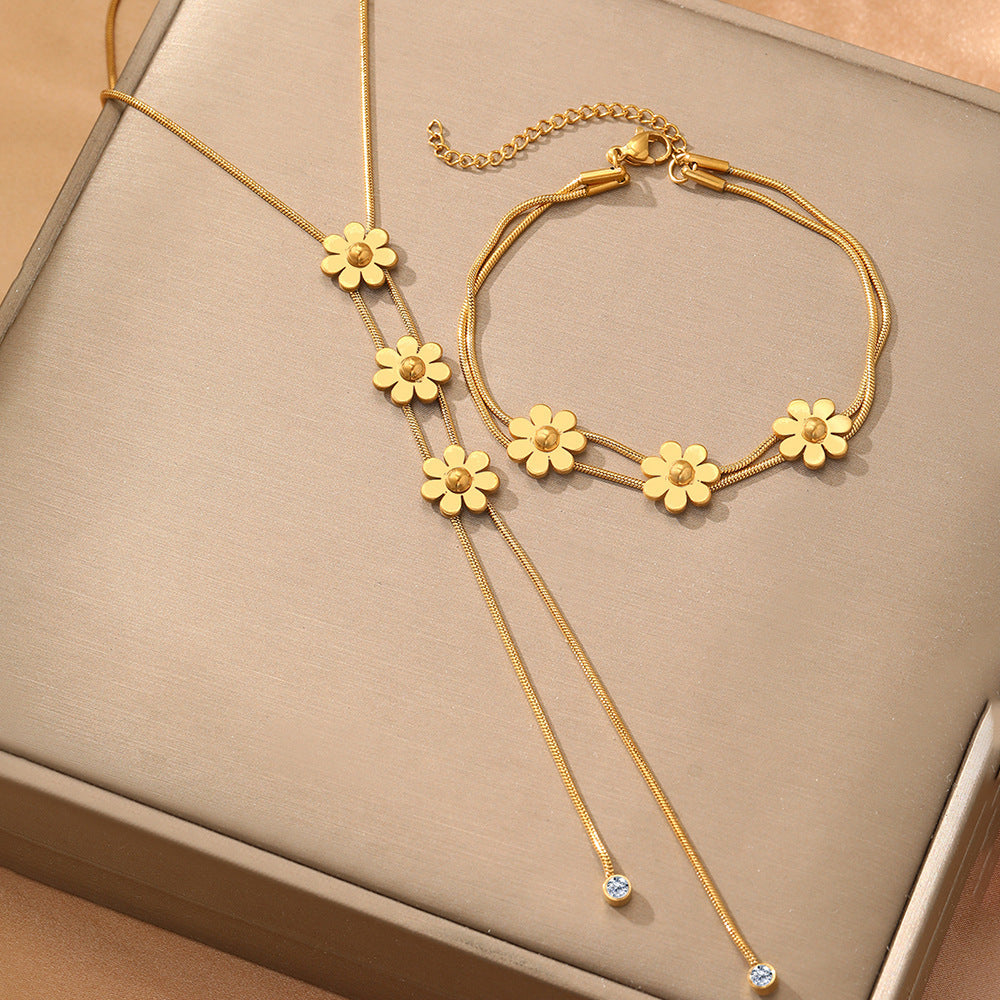 Three-dimensional Lock Snake Necklace Two-piece Set - Up Trend Store-1