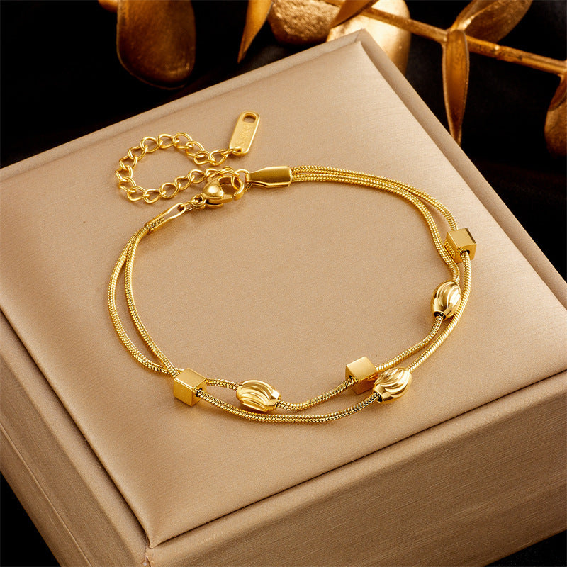 Gold-plated Butterfly Pearl Flower Rhinestone-embedded Accessories Bracelet - Up Trend Store-1
