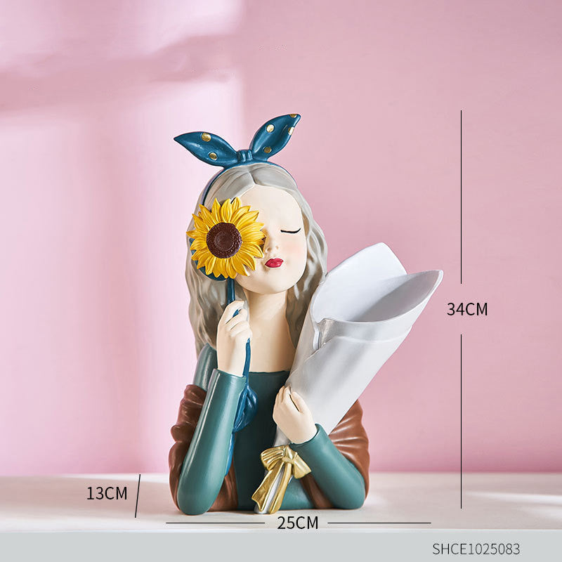 Home Decor Girl Figurine Resin Sculpture Abstract Art Room Decor Nordic Decoration Home Living Room Decoration Accessories Gifts - Up Trend Store-1
