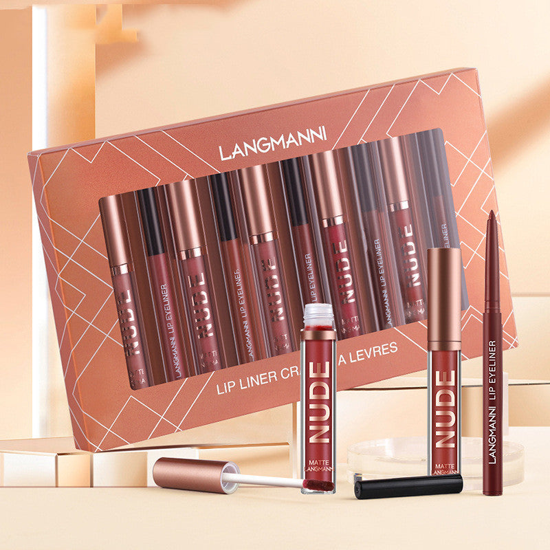 Lip Liner And Lipstick Makeup 12 Pcs Set 6 Matte Lipstick 6 Lip Liner Pens Waterproof Long Lasting Matte Lipstick Beauty Cosmetics Makeup Gift For Girls Lipstick Set - Up Trend Store-1
