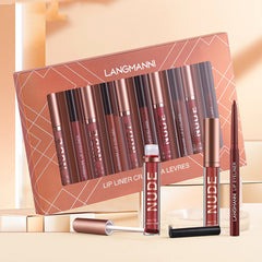 Lip Liner And Lipstick Makeup 12 Pcs Set 6 Matte Lipstick 6 Lip Liner Pens Waterproof Long Lasting Matte Lipstick Beauty Cosmetics Makeup Gift For Girls Lipstick Set - Up Trend Store-1