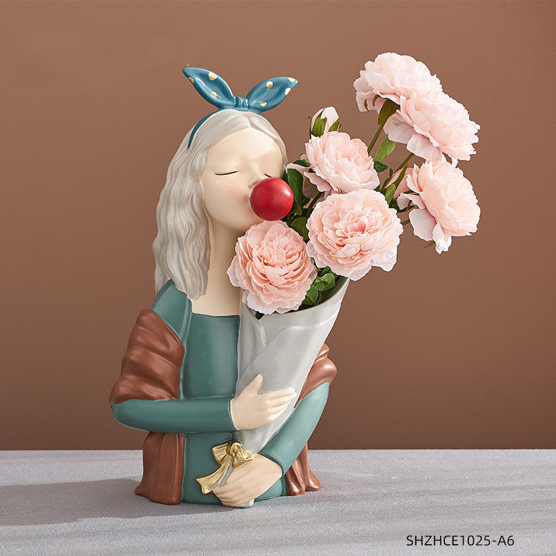 Home Decor Girl Figurine Resin Sculpture Abstract Art Room Decor Nordic Decoration Home Living Room Decoration Accessories Gifts - Up Trend Store-1