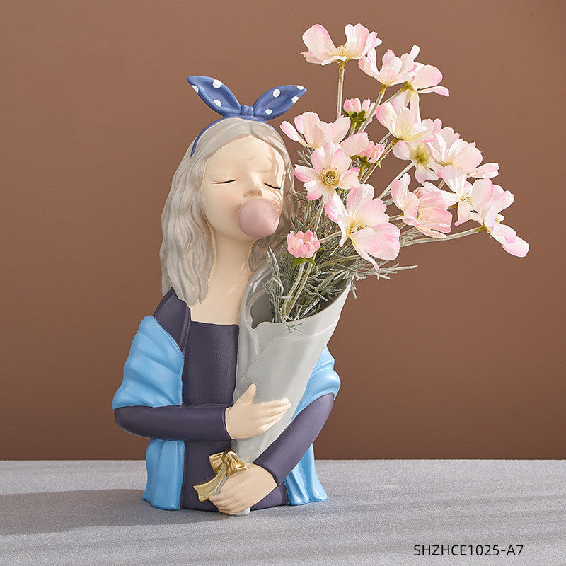 Home Decor Girl Figurine Resin Sculpture Abstract Art Room Decor Nordic Decoration Home Living Room Decoration Accessories Gifts - Up Trend Store-1