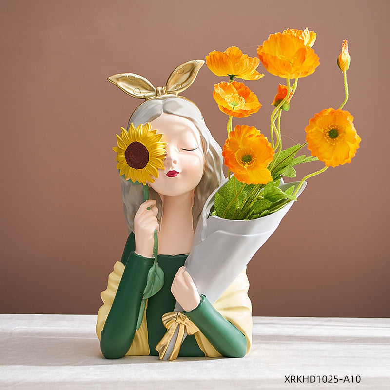 Home Decor Girl Figurine Resin Sculpture Abstract Art Room Decor Nordic Decoration Home Living Room Decoration Accessories Gifts - Up Trend Store-1