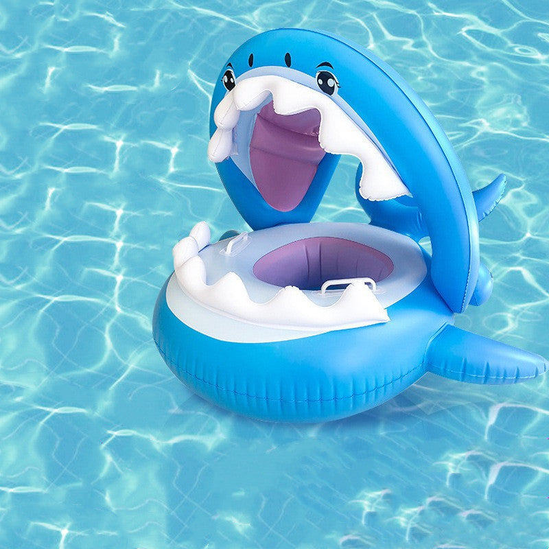 Inflatable Swimming Ring For Kids With Awning Shark Seat Ring Baby Float For Swimming Pool Toys Seat Removable Water Ring - Up Trend Store-1